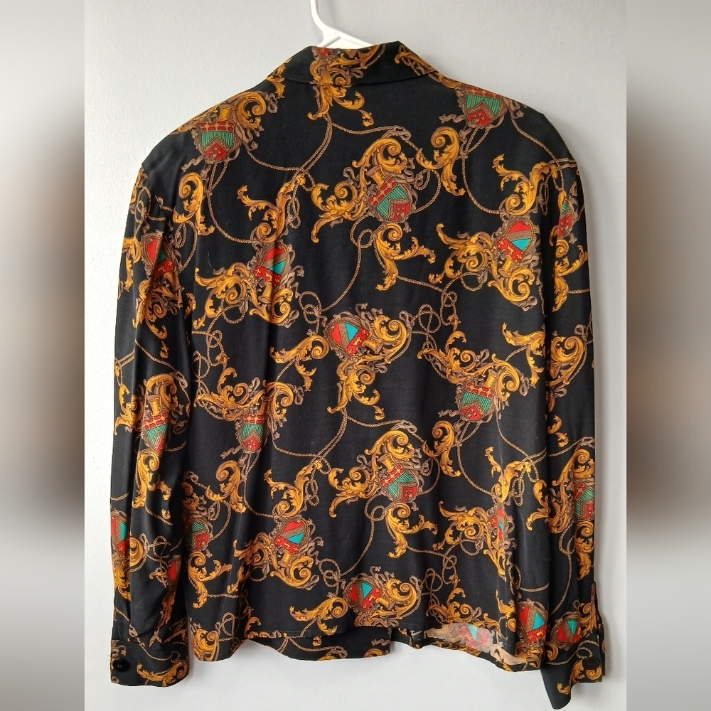 Vintage Jones New York Baroque Shirt Women 10 Old Money Dark Academia Equestrian - Picture 6 of 7